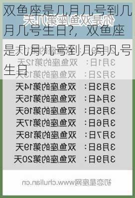 双鱼座是几月几号到几月几号生日?，双鱼座是几月几号到几月几号生日