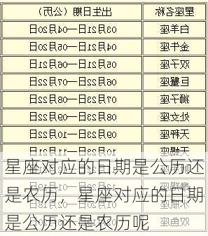 星座对应的日期是公历还是农历，星座对应的日期是公历还是农历呢