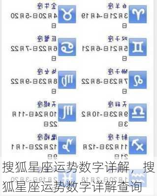 搜狐星座运势数字详解，搜狐星座运势数字详解查询