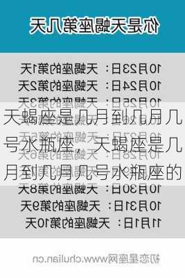 天蝎座是几月到几月几号水瓶座，天蝎座是几月到几月几号水瓶座的