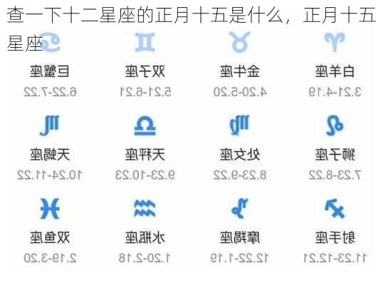 查一下十二星座的正月十五是什么，正月十五 星座