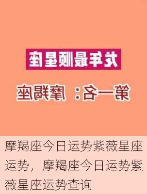 摩羯座今日运势紫薇星座运势，摩羯座今日运势紫薇星座运势查询