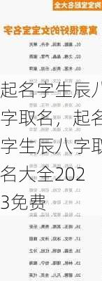 起名字生辰八字取名，起名字生辰八字取名大全2023免费