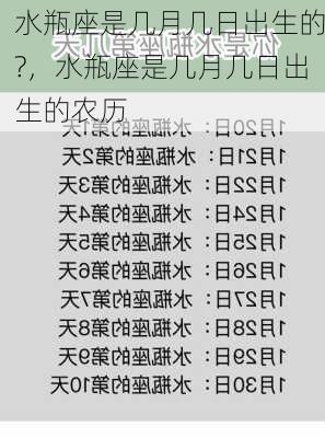 水瓶座是几月几日出生的?，水瓶座是几月几日出生的农历