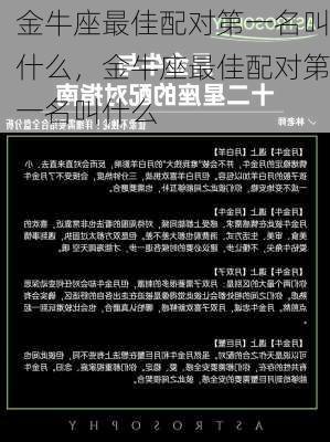 金牛座最佳配对第一名叫什么，金牛座最佳配对第一名叫什么