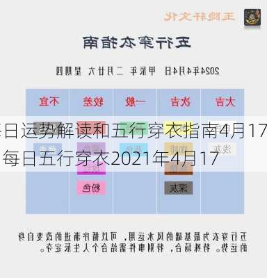 每日运势解读和五行穿衣指南4月17，每日五行穿衣2021年4月17