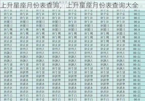 上升星座月份表查询，上升星座月份表查询大全