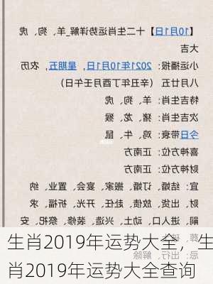 生肖2019年运势大全，生肖2019年运势大全查询