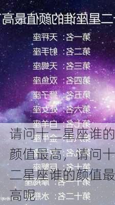 请问十二星座谁的颜值最高，请问十二星座谁的颜值最高呢