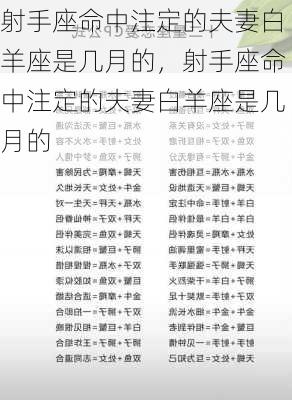 射手座命中注定的夫妻白羊座是几月的，射手座命中注定的夫妻白羊座是几月的