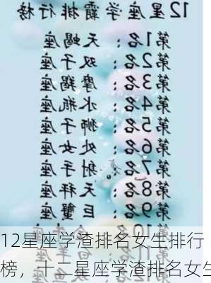 12星座学渣排名女生排行榜，十二星座学渣排名女生