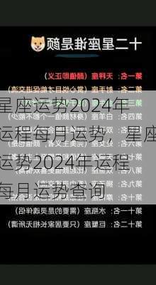 星座运势2024年运程每月运势，星座运势2024年运程每月运势查询