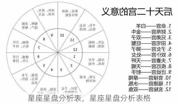 星座星盘分析表，星座星盘分析表格